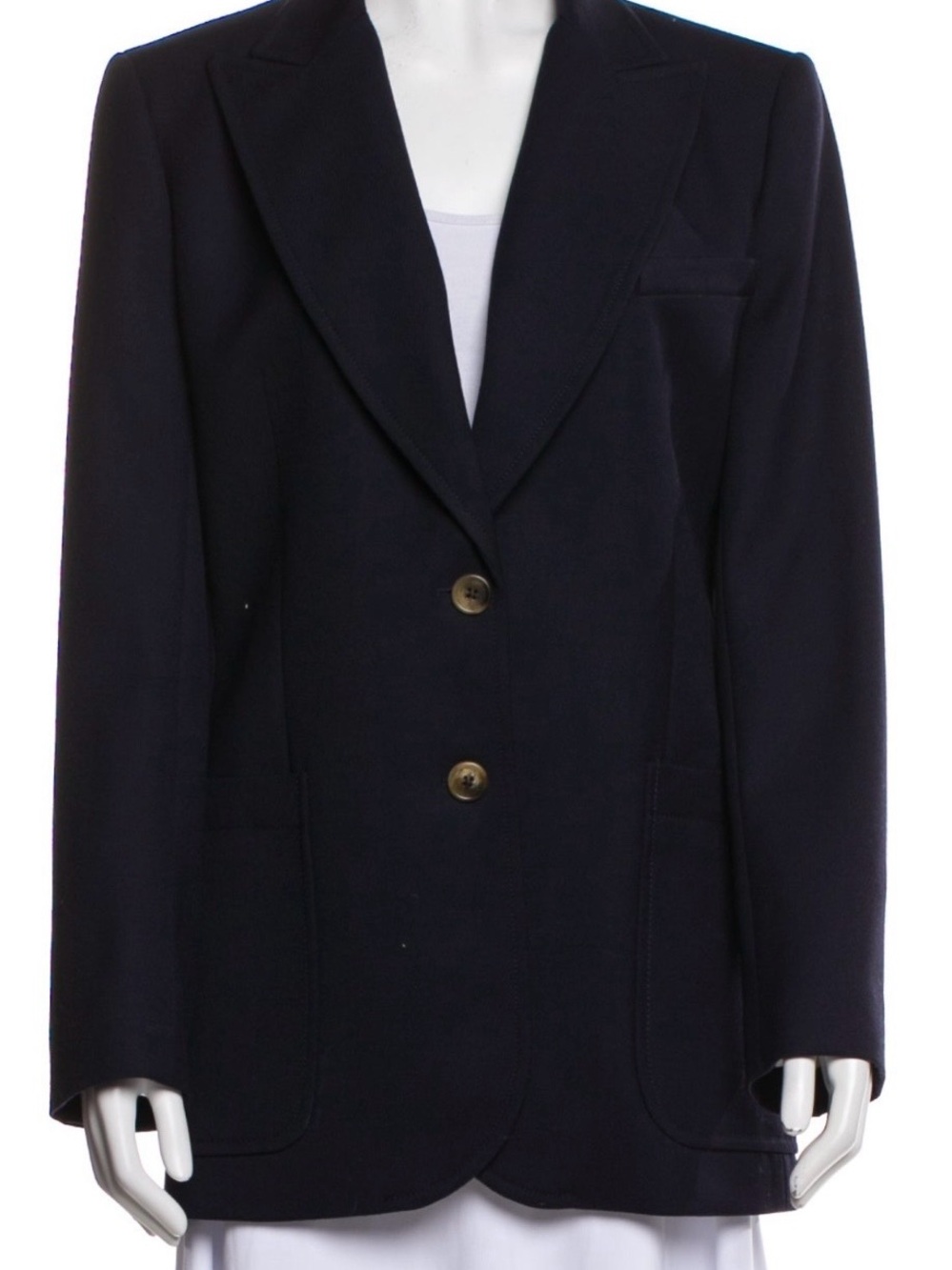Bella Freud Women's wool Navy Two-Button Tailored Blazer Excellent / med-large